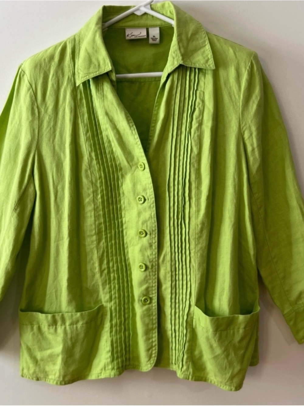 Kim Rogers Lime Green Linen Blend Top